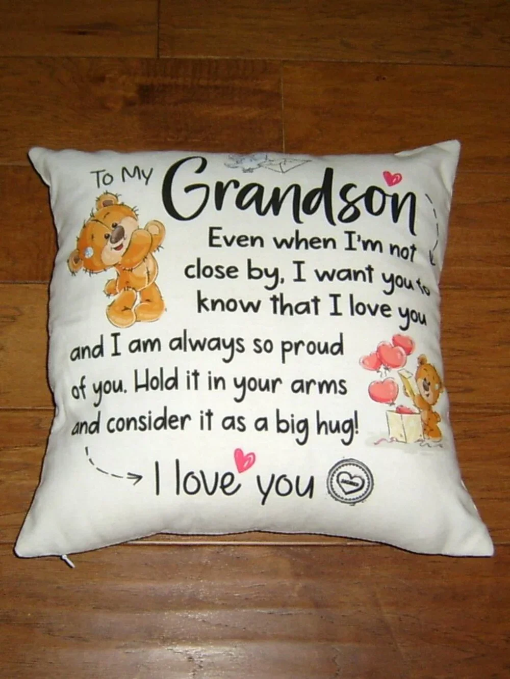 Grandson Throw Pillow, Gift for Boys Birthday, Christmas, Zip Closure, EUC